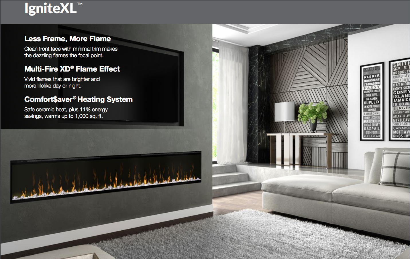 Dimplex Ignite Wall Fireplace Linear Electric Xlf