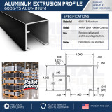 Blank 1in x 1in Aluminum U-Channel 96in Length - Pallet Pricing
