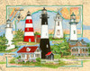 Lighthouses of Georgia Sea Chart Collage by Donna Elias