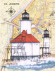 St. Joseph North Pierhead Lighthouse Sea Chart by Donna Elias