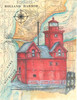 Holland Harbor Sea Chart Light Original Painting