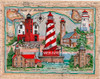 Lighthouses of the Straits of Mackinac Sea Chart Collage copyright Donna Elias