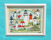 Cape Cod & Islands Sea Chart Light Collage copyright Donna Elias. Shown in 22" x 28" White Beachwood Frame.