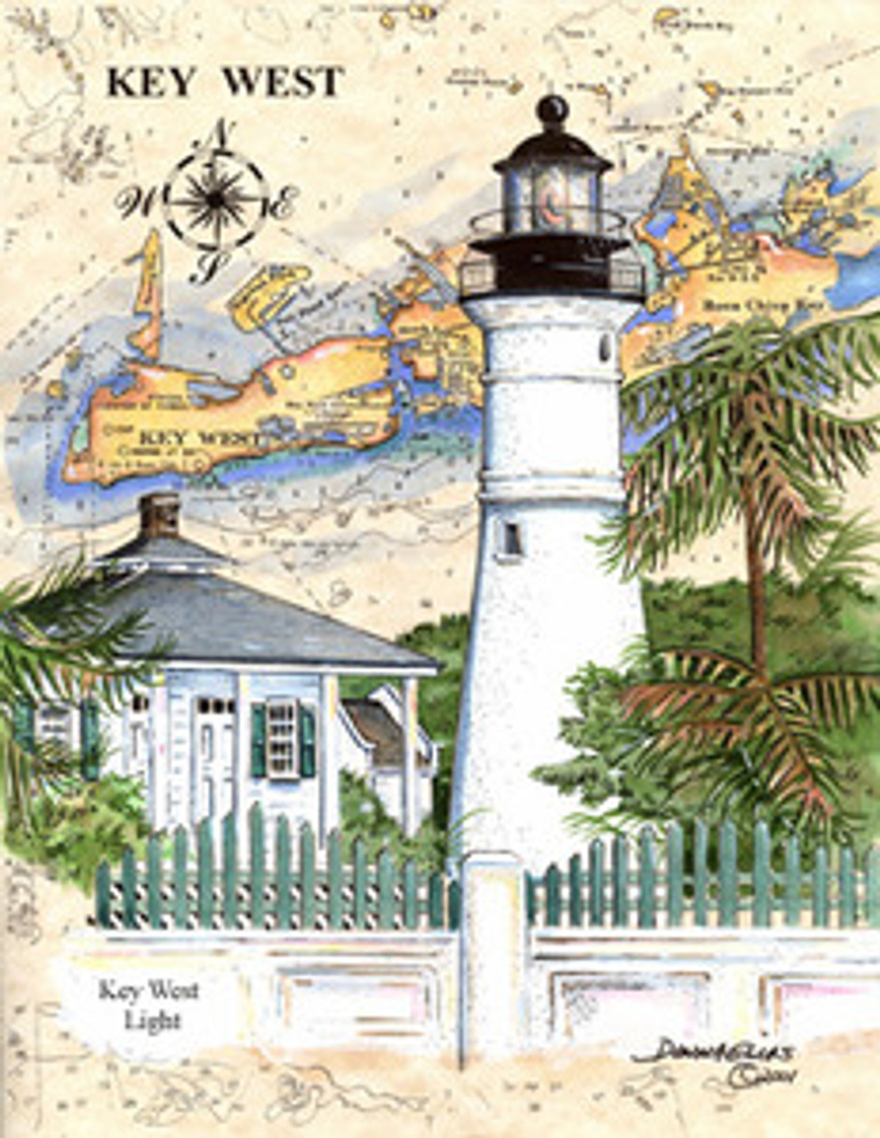 Key West Sea Chart Light by Donna Elias