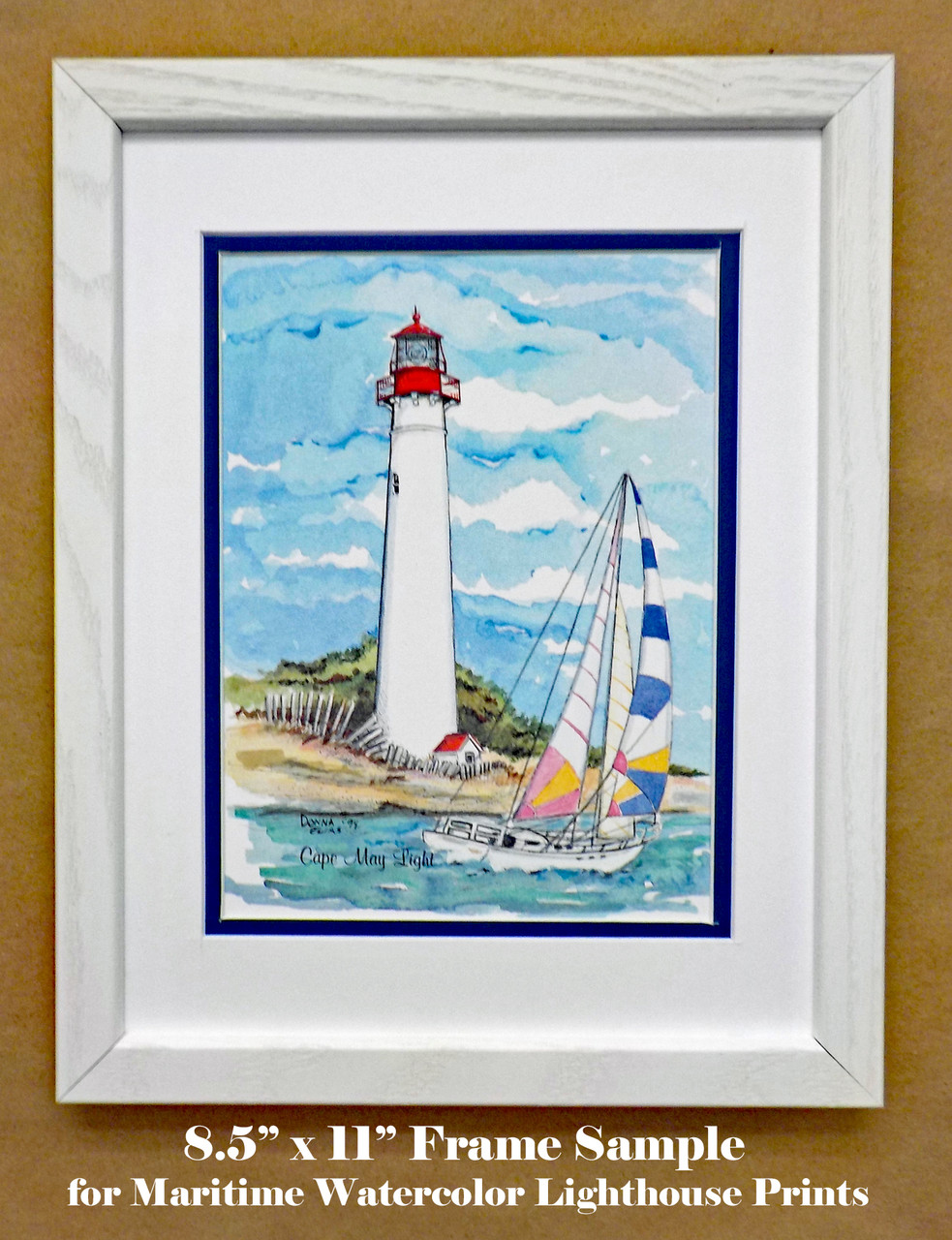 Frame and matting sample (shown with Cape May lighthouse)