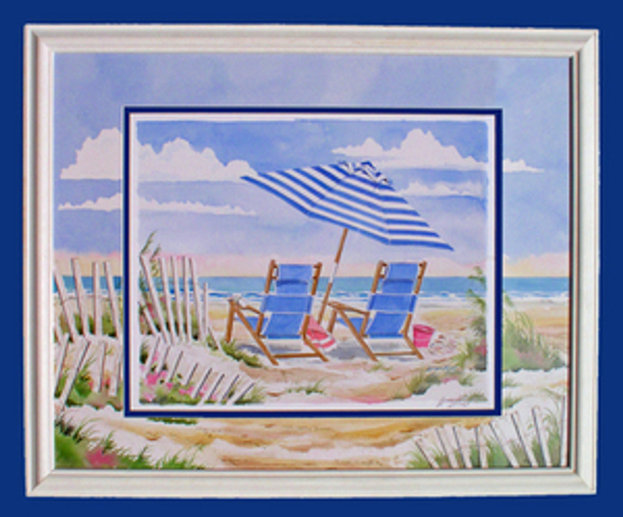 Oceanview Two Custom Framed 24" x 30" with Dimensional Matting