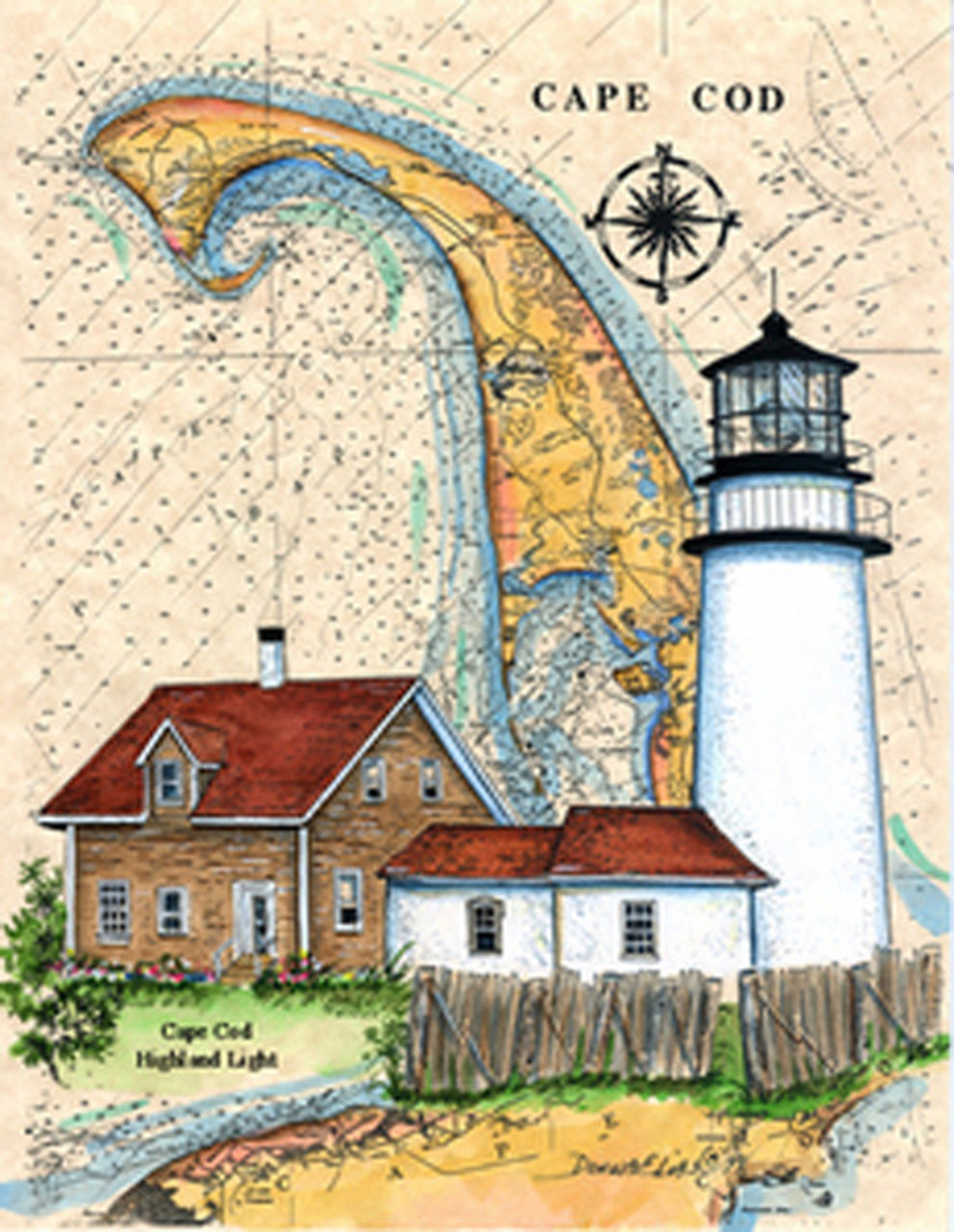 Cape Cod Highland Lighthouse Sea Chart