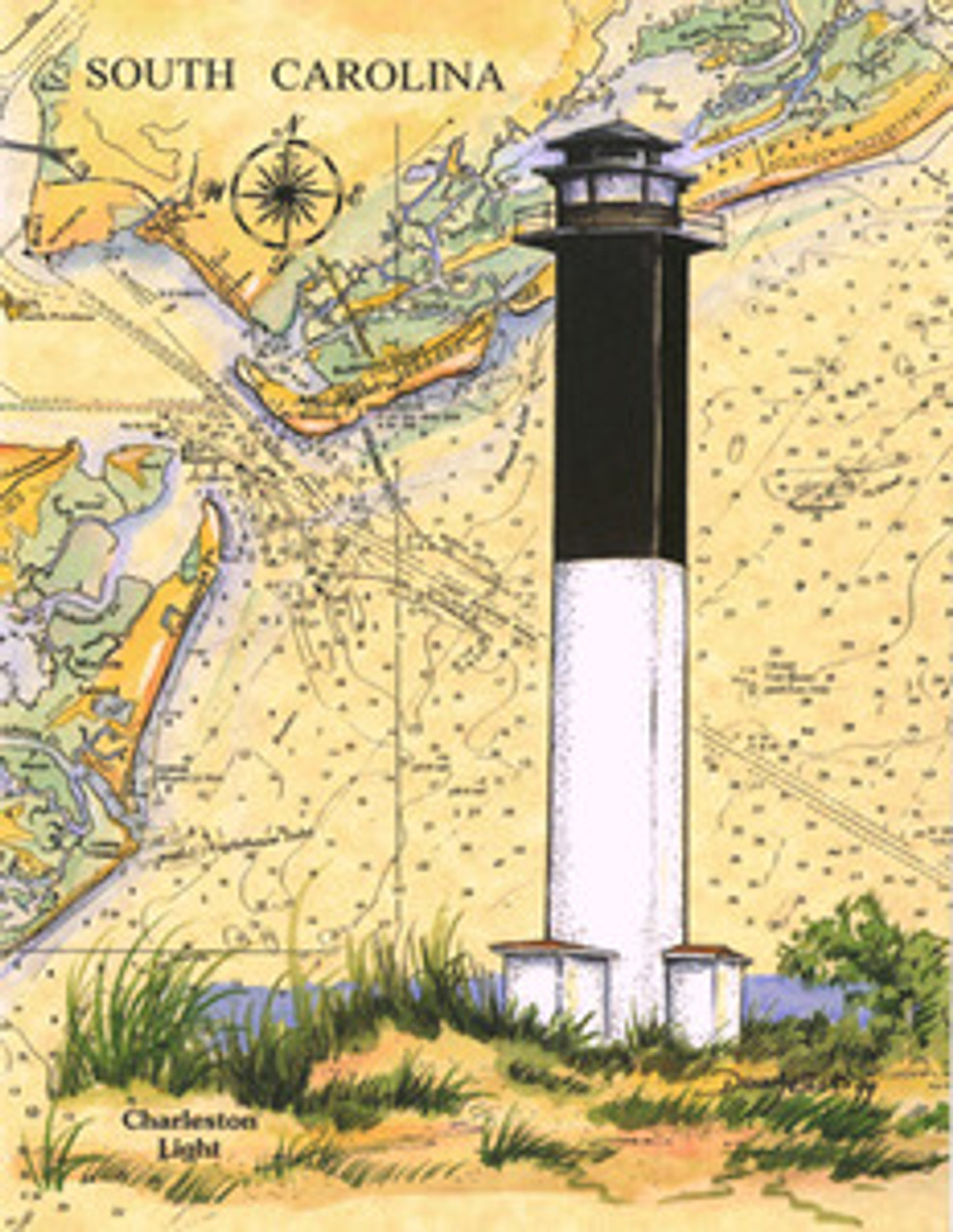 Sullivan's Island Lighthouse, Charleston Light Sea Chart