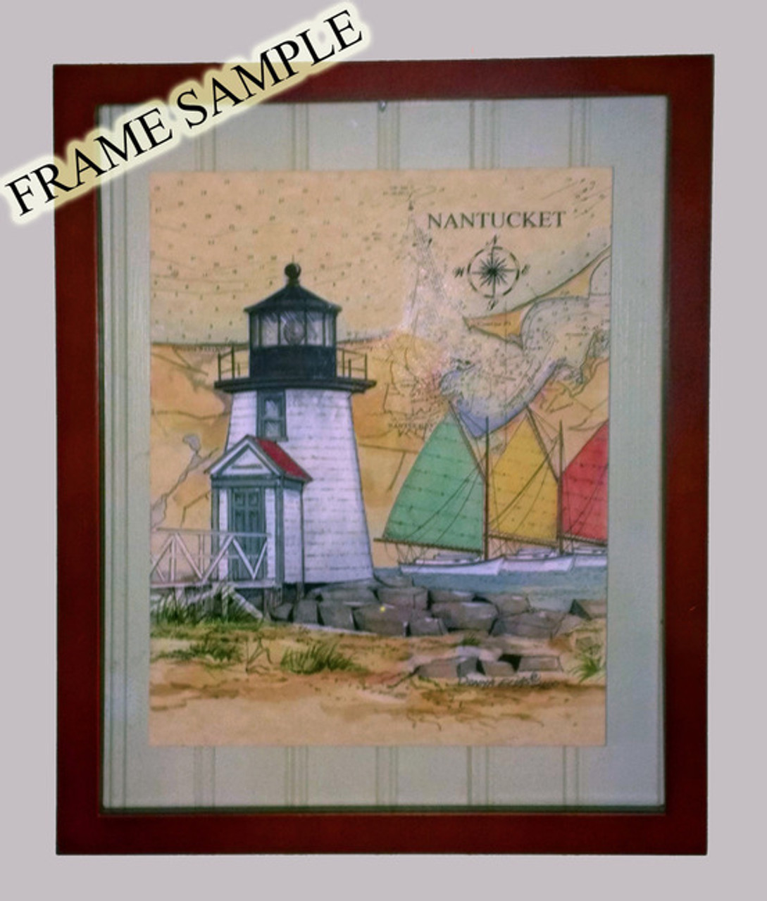 Round Island Sea Chart Light Original Painting