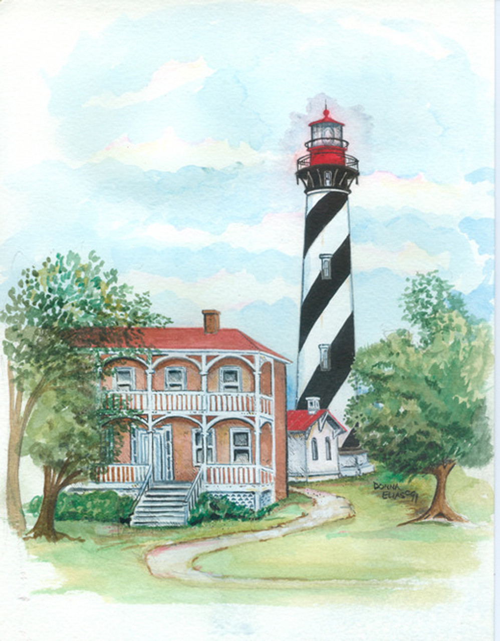 St. Augustine Lighthouse Maritime Watercolors Original Painting