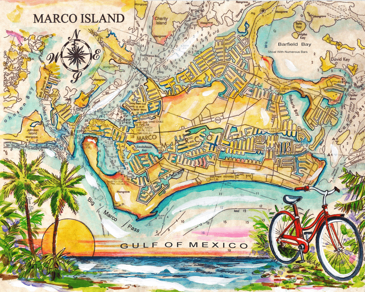 Marco Island Sea Chart Painting © Donna Elias.