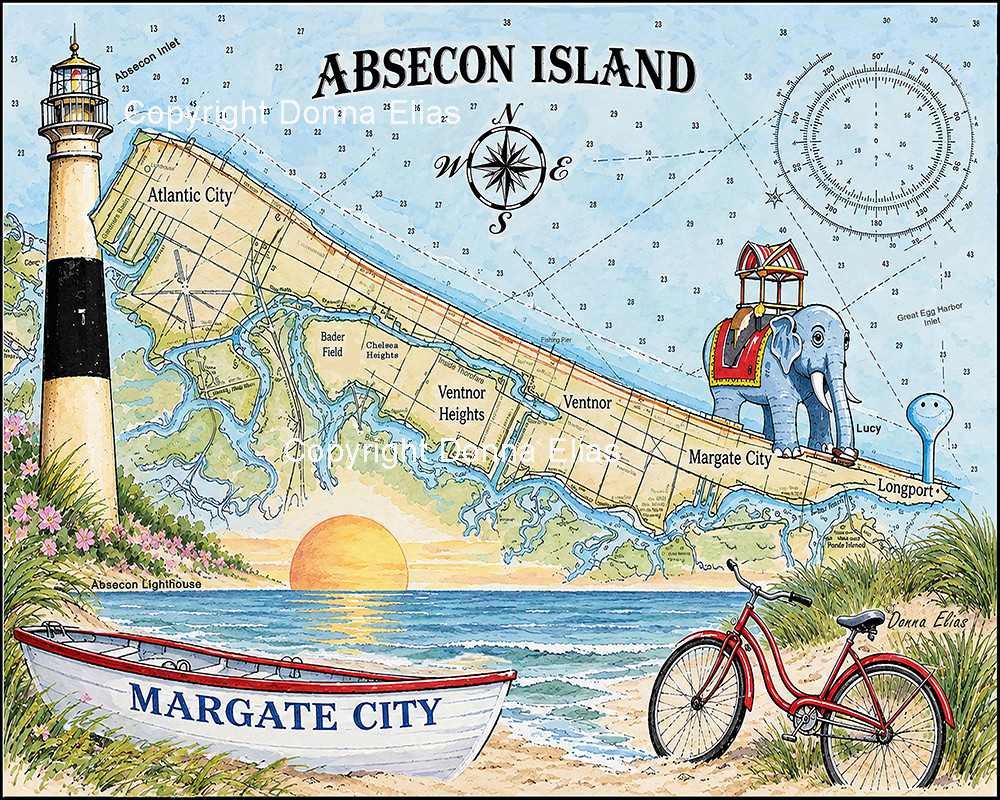 Charting Absecon Island, Margate - copyright Donna Elias