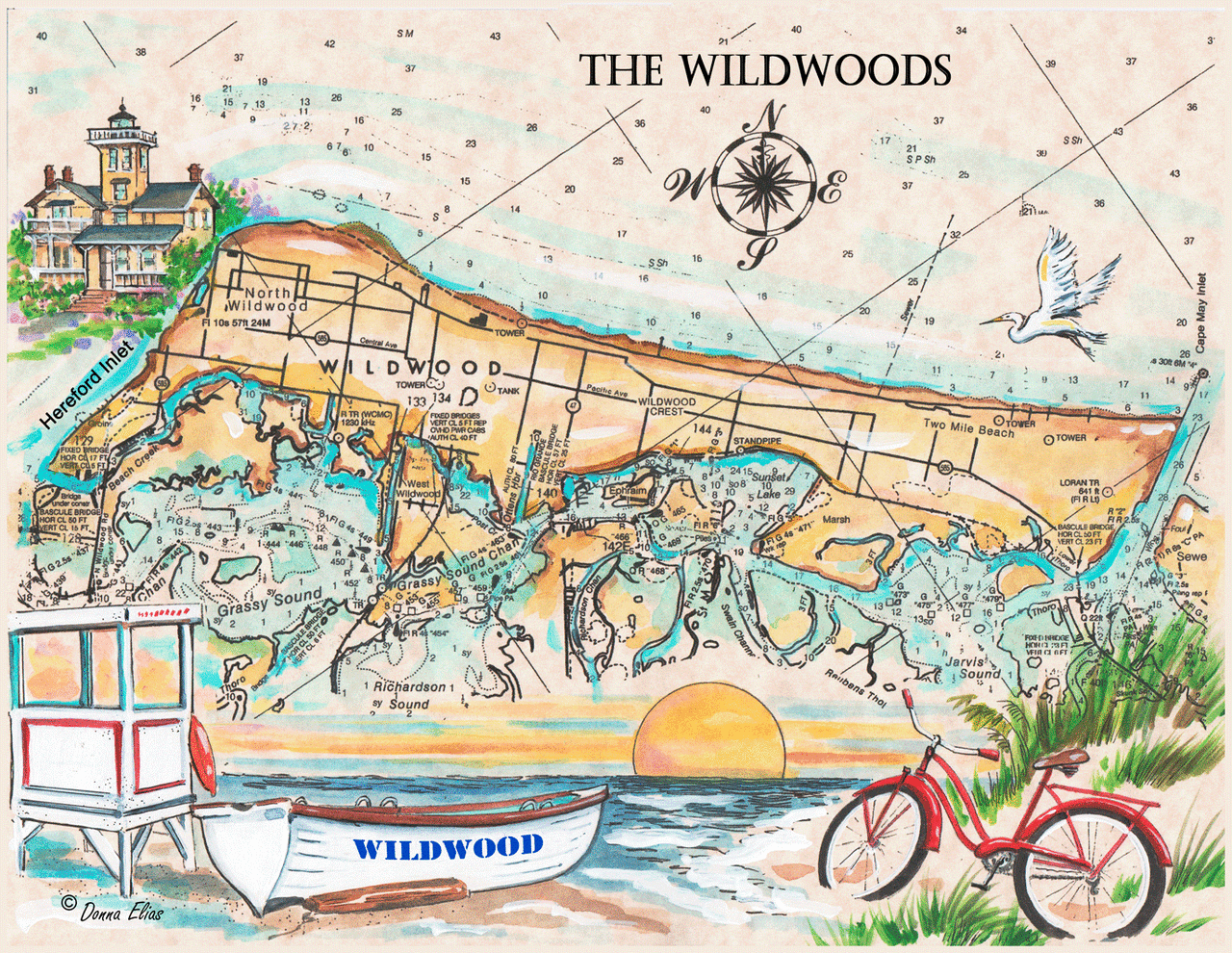 The WIldwoods Island Sea Chart by Donna Elias