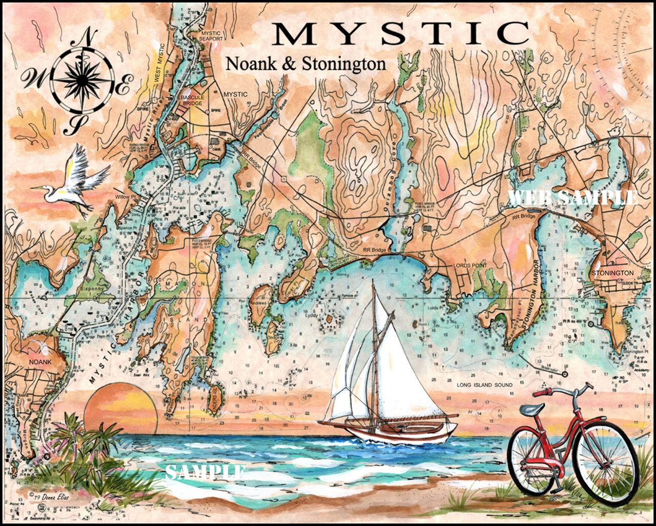 Charting Mystic, Ct. by Donna Elias