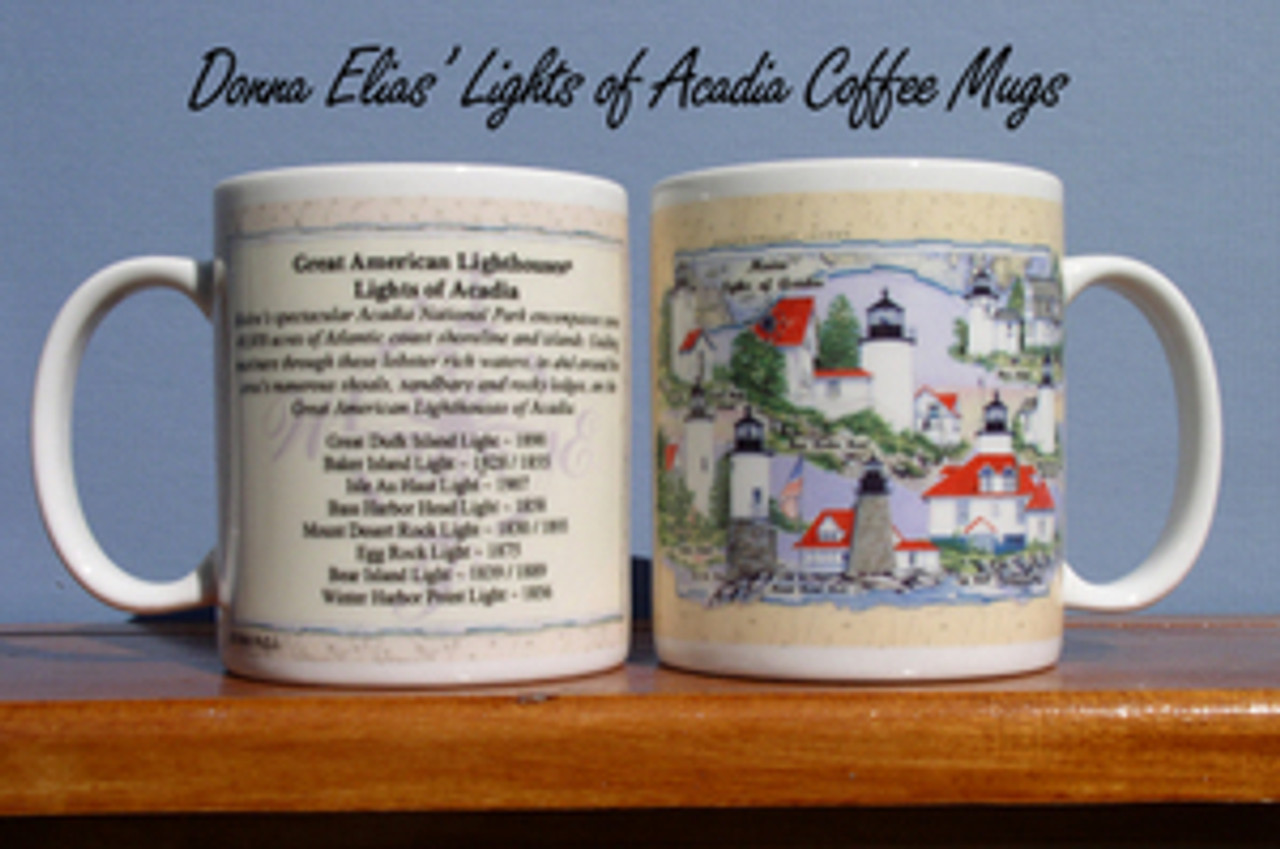 Acadia National Park Lighthouses Coffee Mugs by Donna Elias