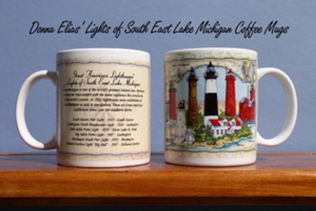 Case of 36 Lighthouses of South East Lake Michigan Coffee Mugs - FREE SHIPPING