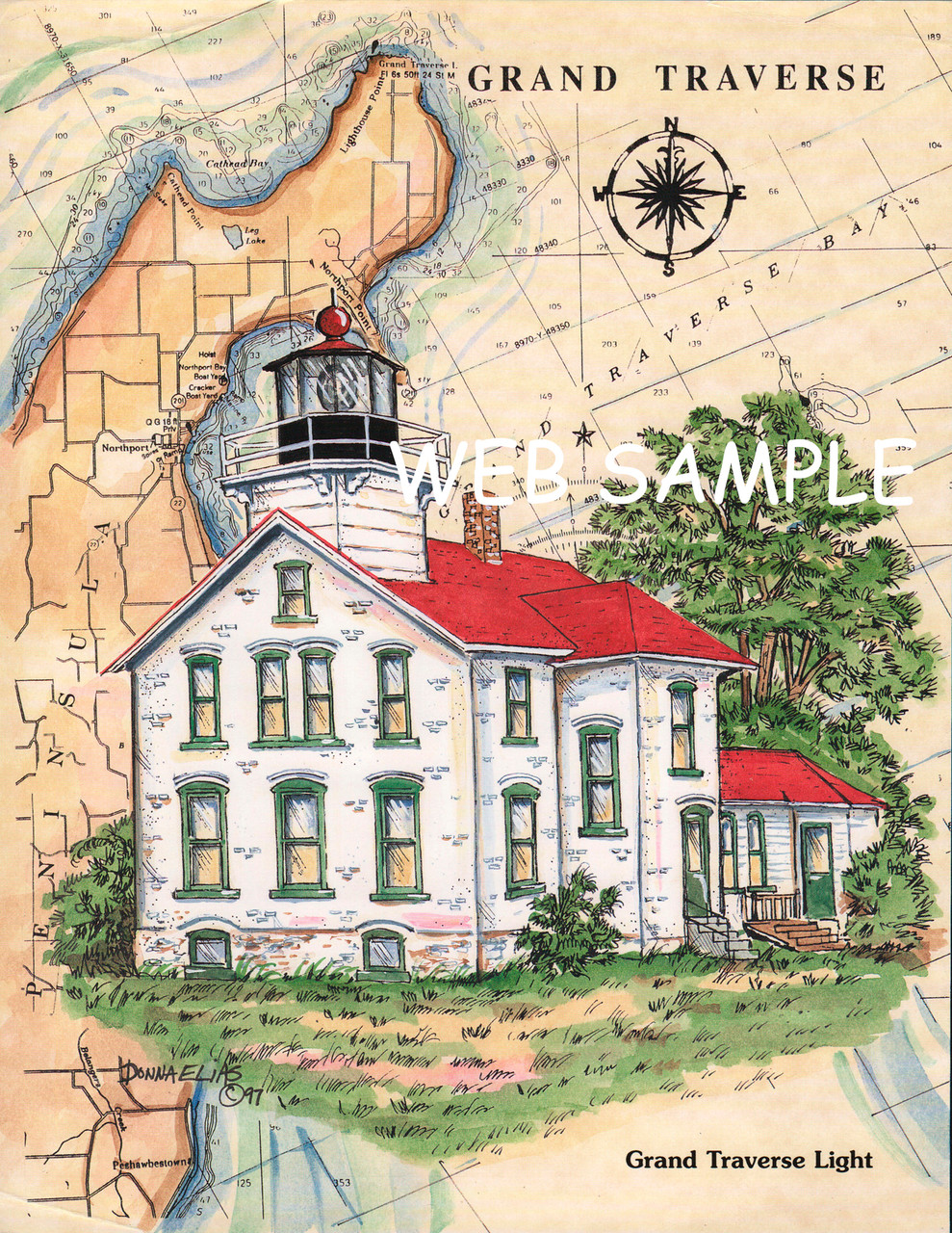 Grand Traverse Sea Chart Lighthouse