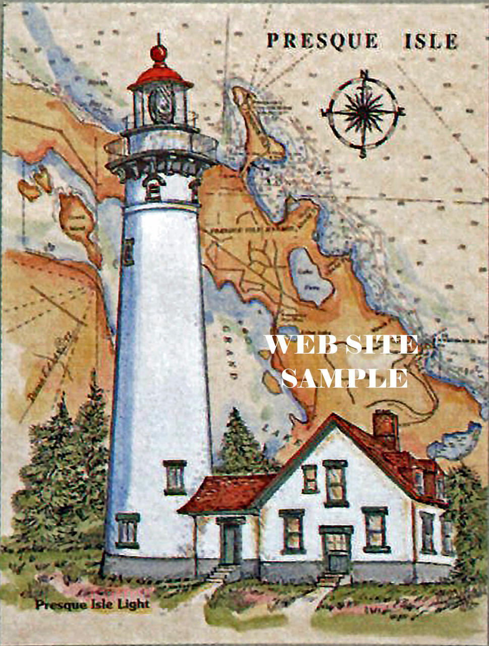 New Presque Isle Sea Chart Lighthouse copyright Donna Elias