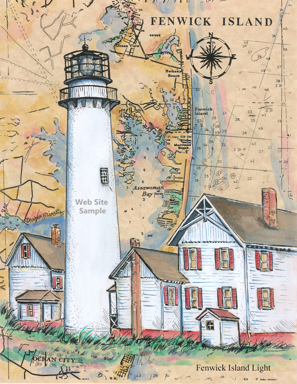 Fenwick Island Sea Chart Light copyright Donna Elias