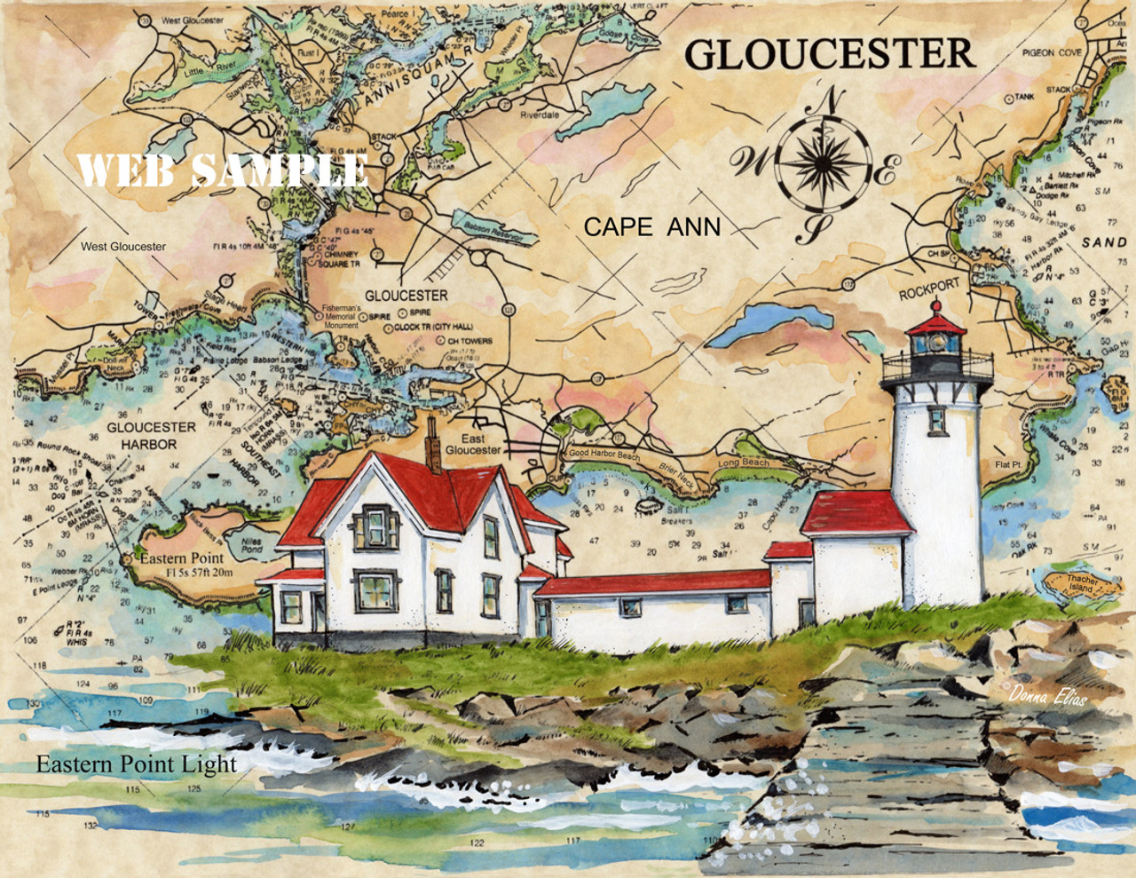 Eastern Point Sea Chart Light copyright Donna Elias.