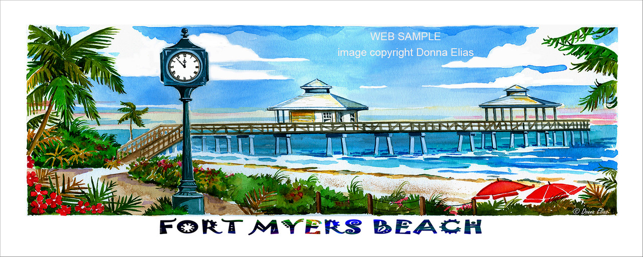 Fort Myers Beach Pier and Clock copyright Donna Elias.