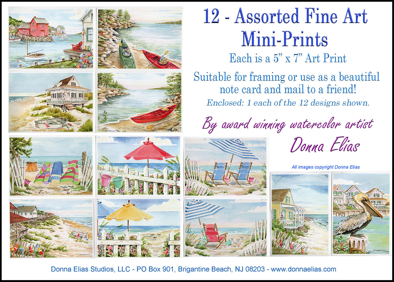 12 Assorted Mini-Prints by Donna Elias. Images copyright Donna Elias