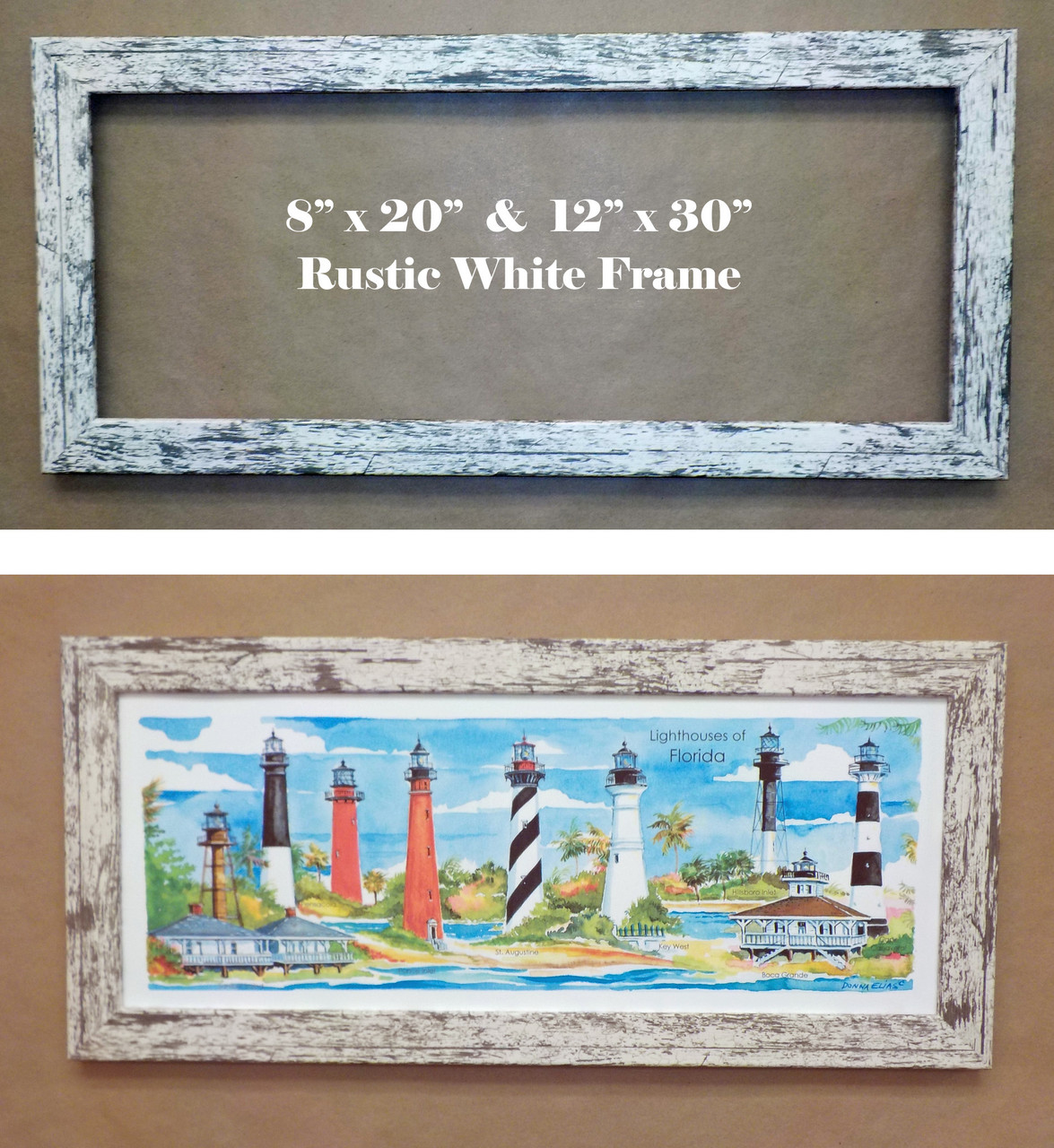 Rustic White Frame Samples. (Sample image is Florida Lights, not the Lighthouse Challenge)