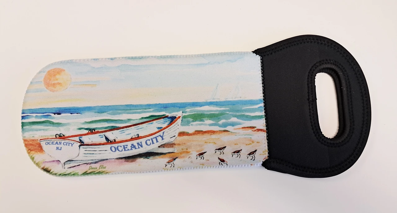 Ocean City Surfboat Wine Tote copyright Donna Elias