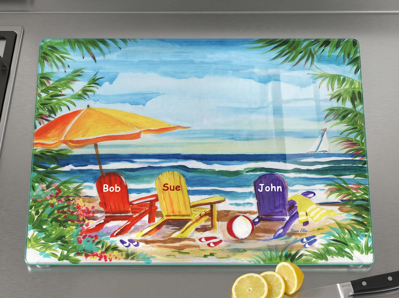 Sail View One tempered glass cutting board copyright Donna Elias