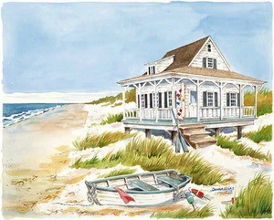 Beach Cottage and Boat copyright Donna Elias