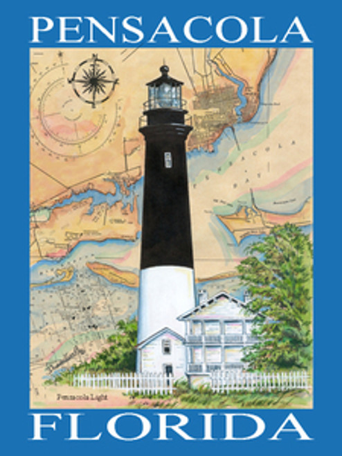 Pensacola Lighthouse Sea Chart Poster