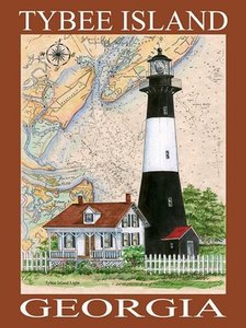 Tybee Island Lighthouse Sea Chart Poster