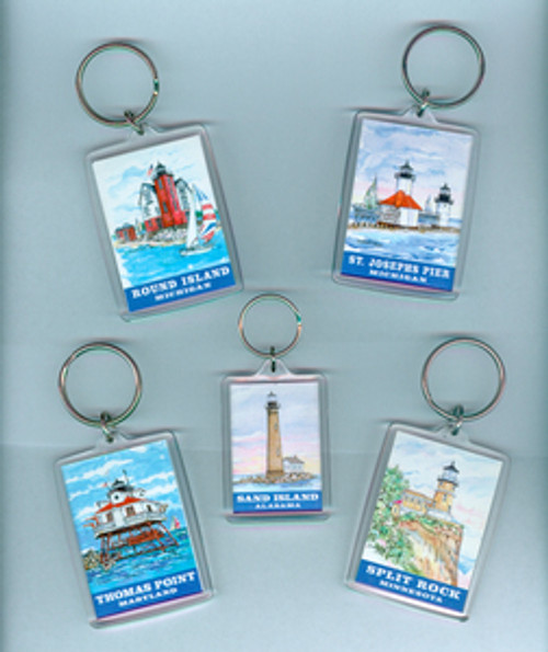 Key Chains - 6 Assorted Lighthouse Key Chains