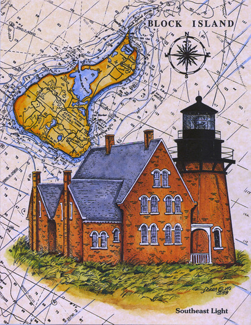 Block Island South East Lighthouse Sea Chart