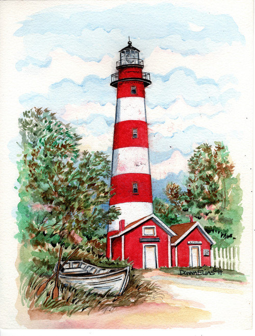 Assateague Island Light by Donna Elias. Damaged by Super Storm Sandy.