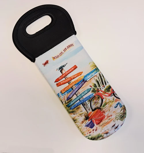 Ocean City Signpost Wine Tote copyright Donna Elias