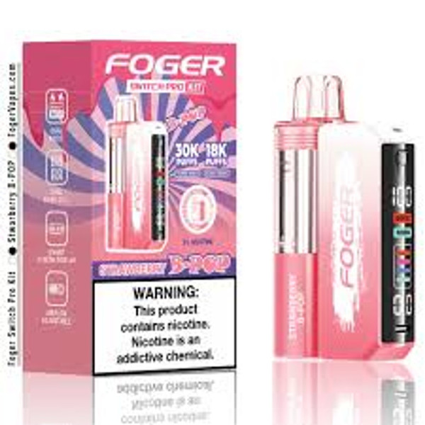 FOGER Switch Pro Kit 30K Puff Strawberry B-Pop Blast flavor pod vape.