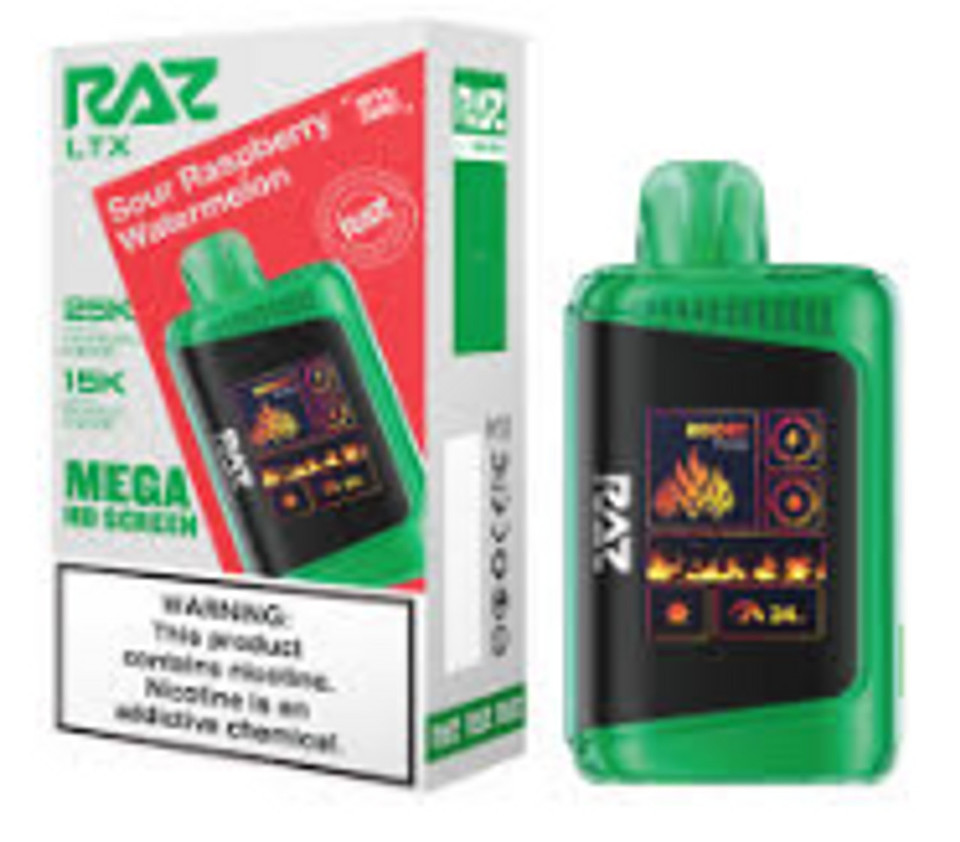 RAZ LTX Raspberry Watermelon 25000 puffs smooth disposable vape device