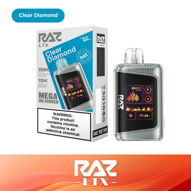 RAZ LTX Clear Diamond 25000 puffs smooth and crisp disposable vape device