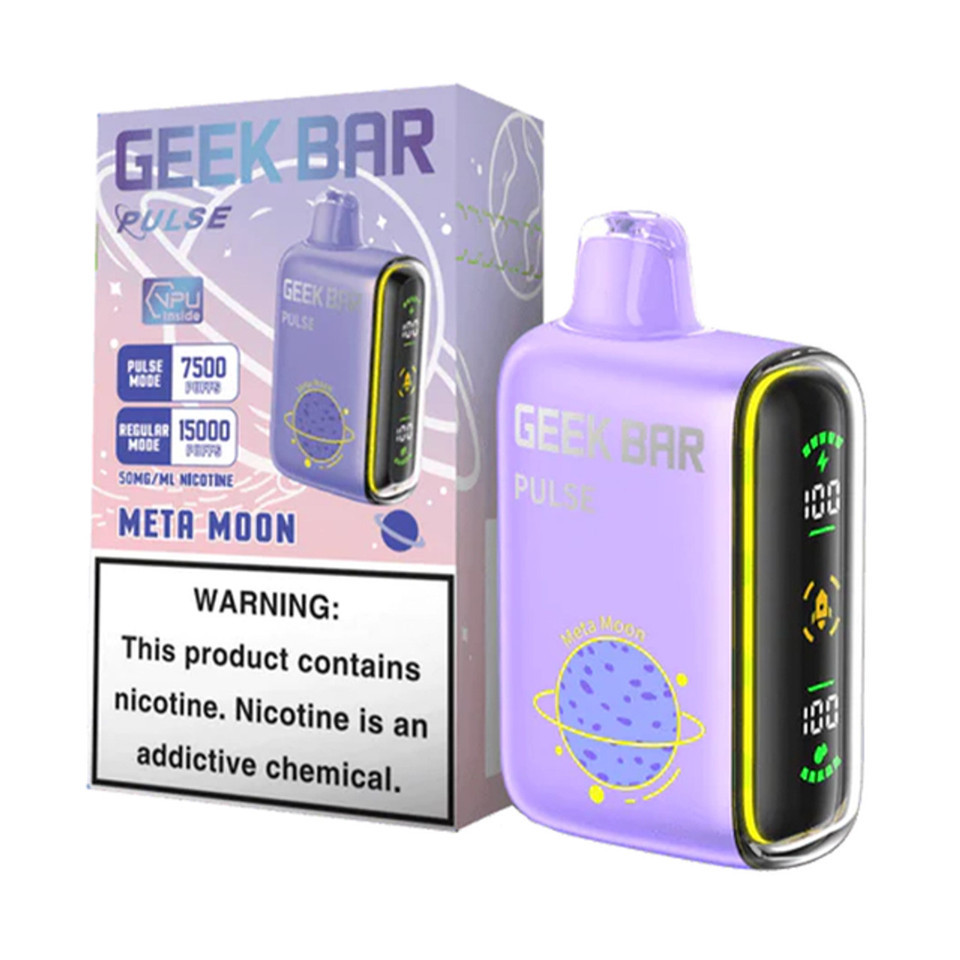 Geek Bar Pulse 16ml rechargeable vape in Meta Moon flavor.