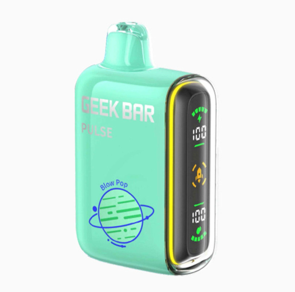 Geek Bar Pulse 16ml rechargeable vape in Blow Pop flavor.