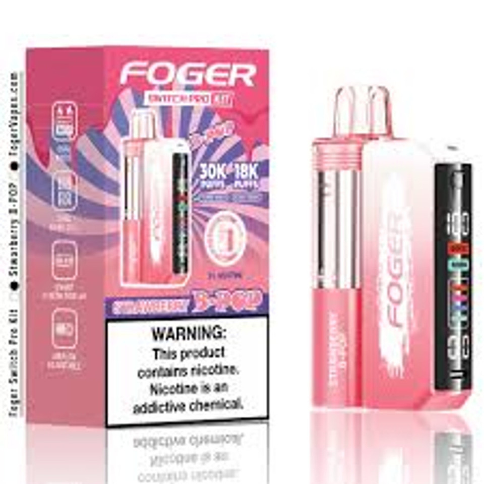 FOGER Switch Pro Kit 30K Puff Strawberry B-Pop Blast flavor pod vape.