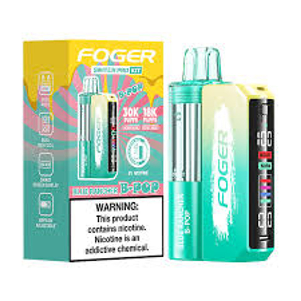 FOGER Switch Pro Kit 30K Puff Blue Rancher B-Pop Delight flavor pod vape.