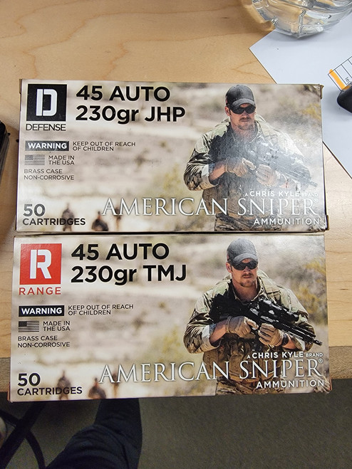 45acp American Sniper 230gr TMJ 500rd case