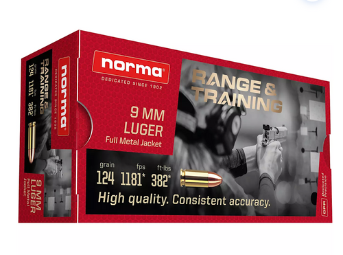 Norma 9mm 124gr FMJ- 1000rds/CASE