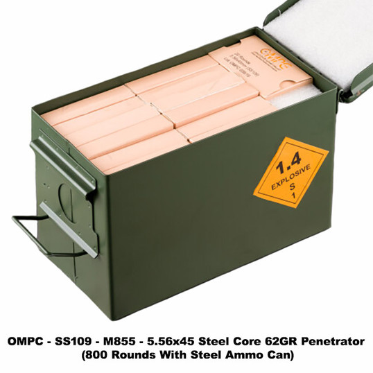 5.56 SS109 Steel Core 62gr W/ Ammo Can 800rnds