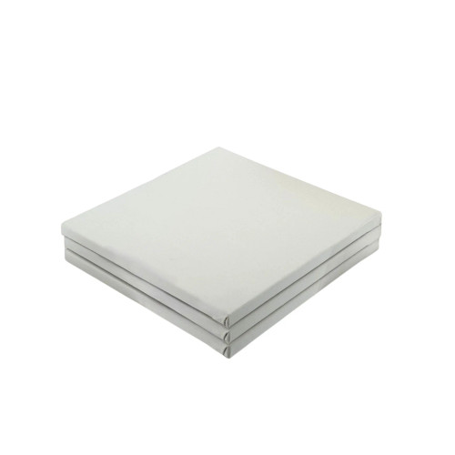 Stacked blank cotton stretched canvases designed for high-quality painting. Ideal for artists needing smooth canvas panels for acrylic, oil, and mixed-media artwork.