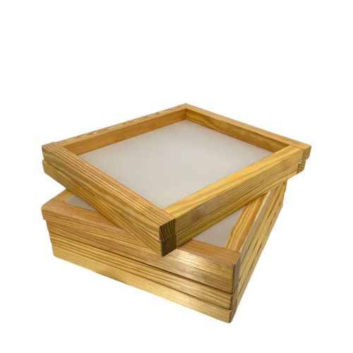 High-quality 23x31" silk screen frame with premium SAATI mesh, crafted from durable pine wood for professional printing. Ideal for smooth, consistent screen-printing results.