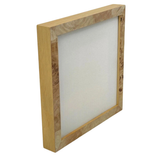 Premium Blonde Burl wooden cap frame designed to fit 3/4" deep art canvases, featuring a smooth natural wood finish.