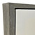 Close-up of the Weathered Gray Floater Frame corner, highlighting the detailed wood grain texture, smooth edges, and clean floater gap for modern canvas presentation.